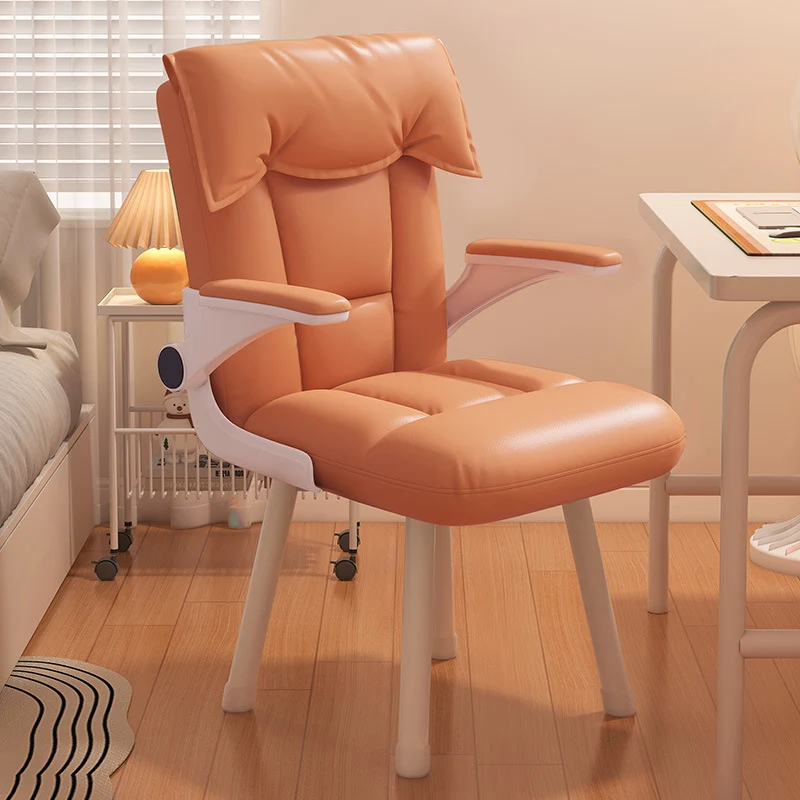 Contemporary Nordic Square Tufted Synthetic Fabric Cat Scratch Leather Solid Wood Desk Chair Backrest Armrest For Home Office