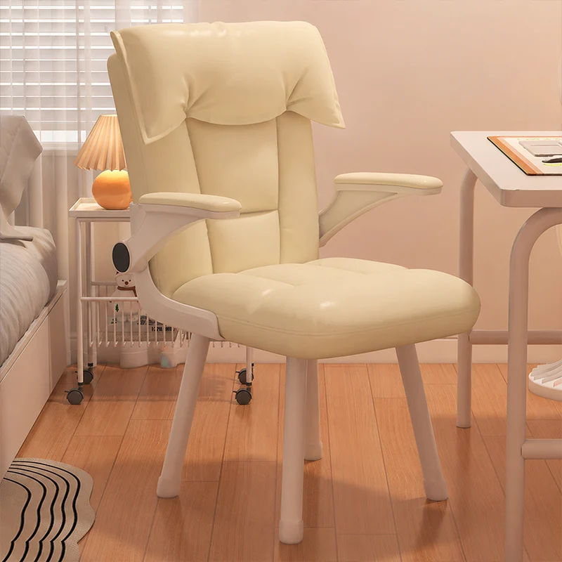Contemporary Nordic Square Tufted Synthetic Fabric Cat Scratch Leather Solid Wood Desk Chair Backrest Armrest For Home Office