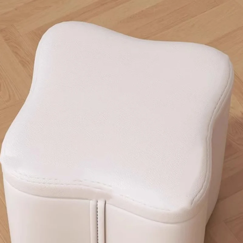 Modern Minimalist Flower Square Storable Solid Wood Synthetic Fabric Sponge Low Stool Backless Armless For Living Room