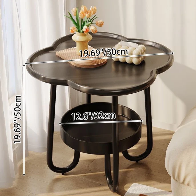 Contemporary Creative PP Carbon Steel Floral Curved End Table 2-Tier For Living Room