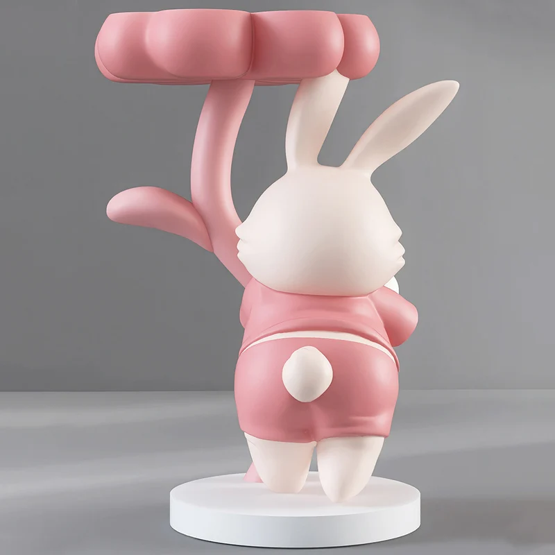 Modern Art Deco Resin Clover Cartoon Rabbit End Table 1-Tier For Living Room