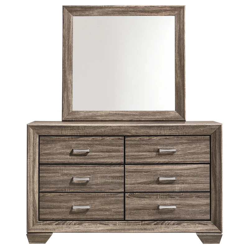 Coaster Furniture Kauffman 204193M 6-Drawer Dresser with Mirror - Washed Taupe