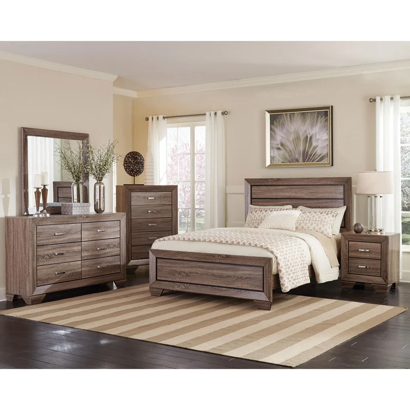 Coaster Furniture Kauffman 204193M 6-Drawer Dresser with Mirror - Washed Taupe