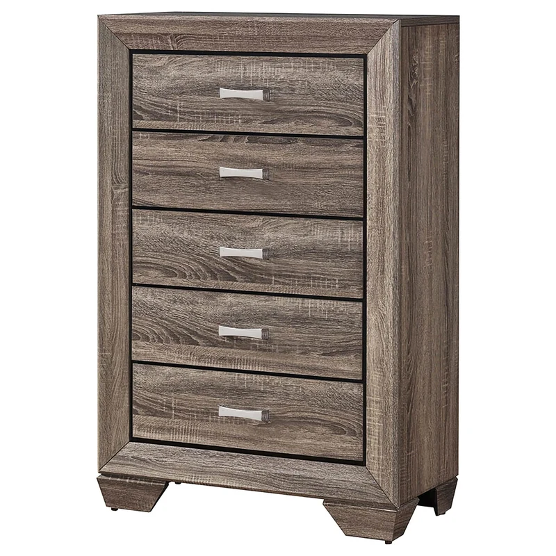 Coaster Furniture Kauffman 204195 5-Drawer Bedroom Chest - Washed Taupe
