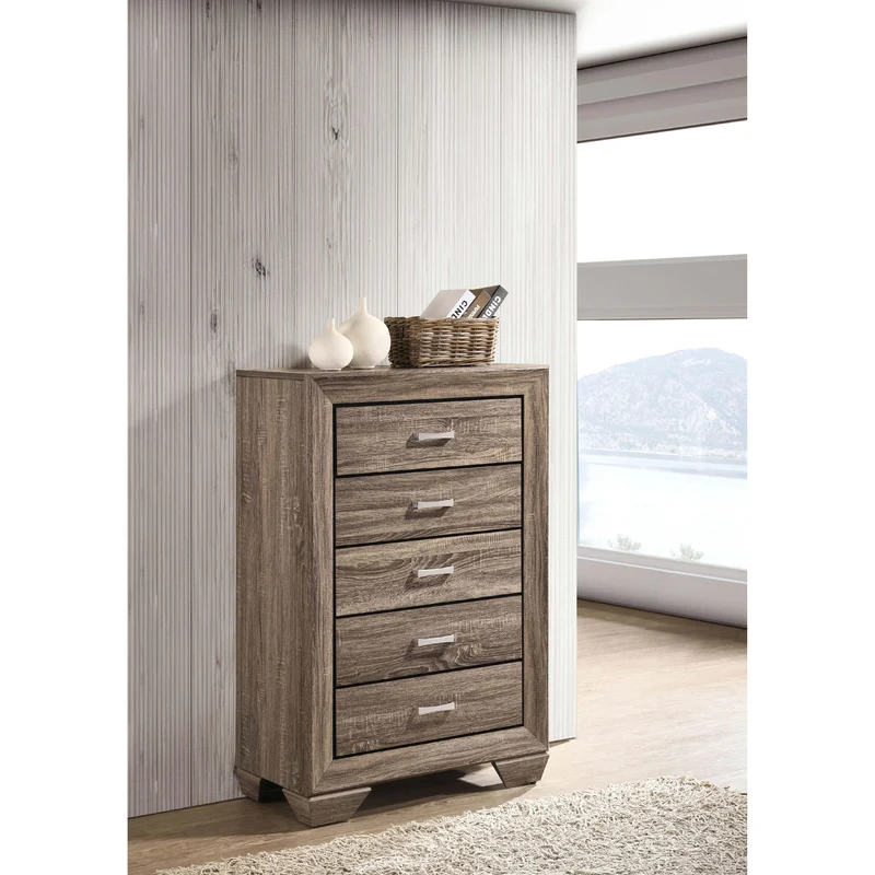 Coaster Furniture Kauffman 204195 5-Drawer Bedroom Chest - Washed Taupe