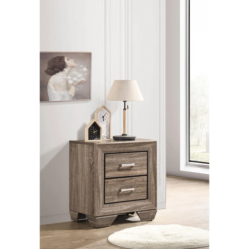 Coaster Furniture Kauffman 204192 2-Drawer Nightstand - Washed Taupe