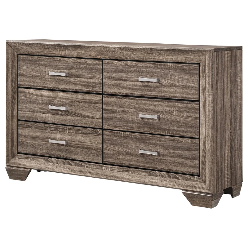 Coaster Furniture Kauffman 204193 6-Drawer Dresser - Washed Taupe