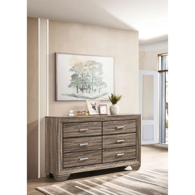 Coaster Furniture Kauffman 204193 6-Drawer Dresser - Washed Taupe