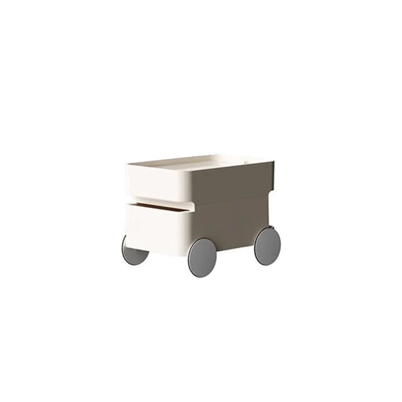 Modern Minimalist Rectangular ABS Movable Moon Wheel Side Table 1/2/3/4-Drawer For Living Room