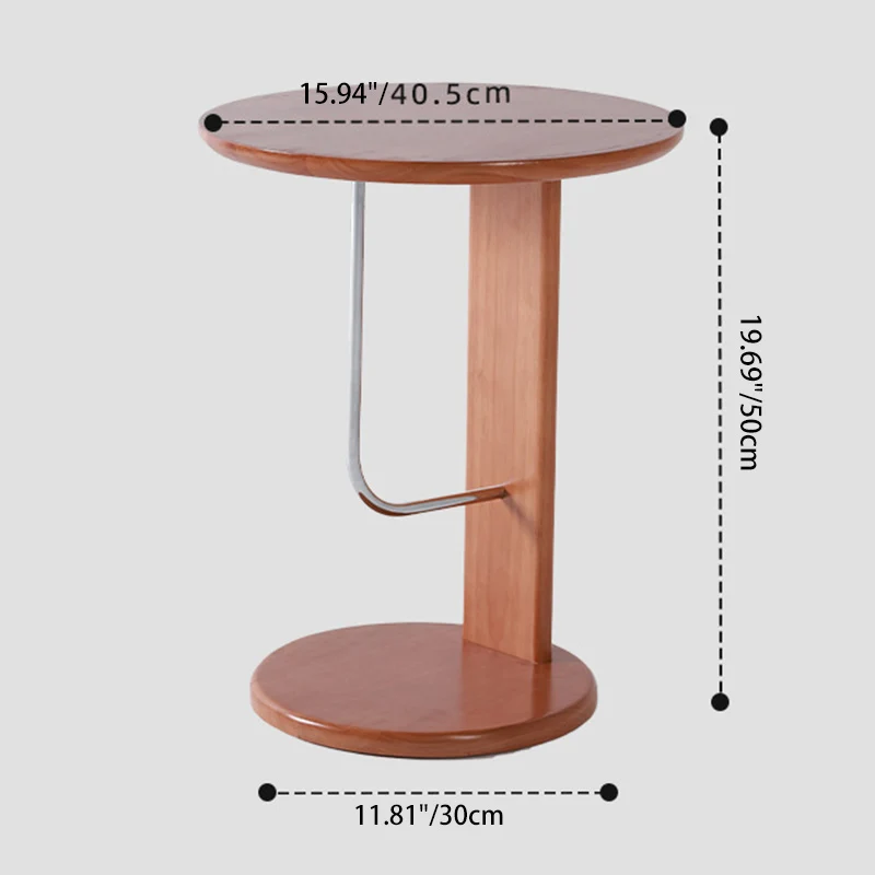 Traditional Vintage Round Rubberwood Carbon Steel Side Table For Living Room