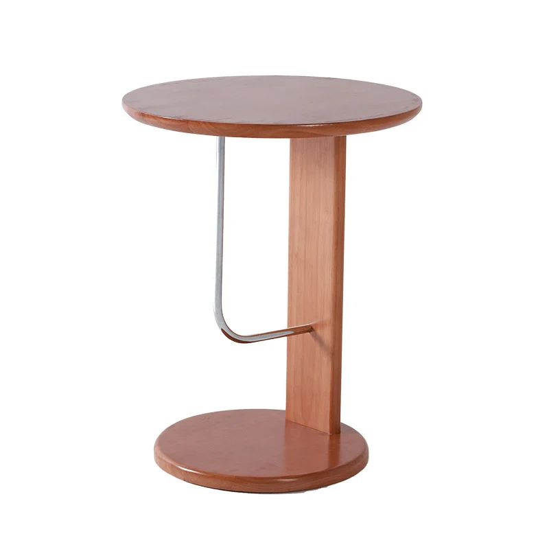 Traditional Vintage Round Rubberwood Carbon Steel Side Table For Living Room