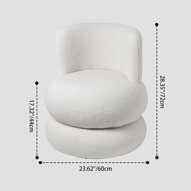 Contemporary Simplicity Round Sherpa Fabric Pine Wood Frame Swivel Vanity Stool For Bedroom