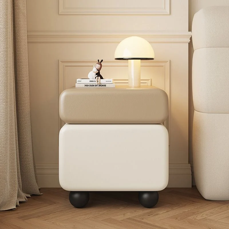 Traditional Vintage Square & Rectangular MDF Solid Wood Plywood Wood Pine Wood Microfiber Leather Nightstand 2-Drawer for Bedroom