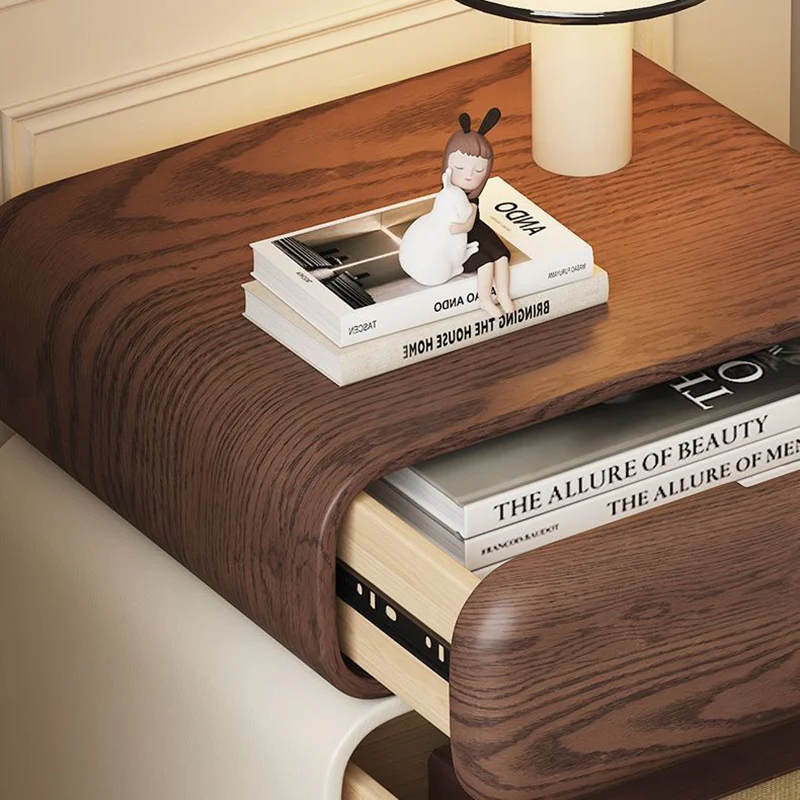 Traditional Vintage Square & Rectangular MDF Solid Wood Plywood Wood Pine Wood Microfiber Leather Nightstand 2-Drawer for Bedroom