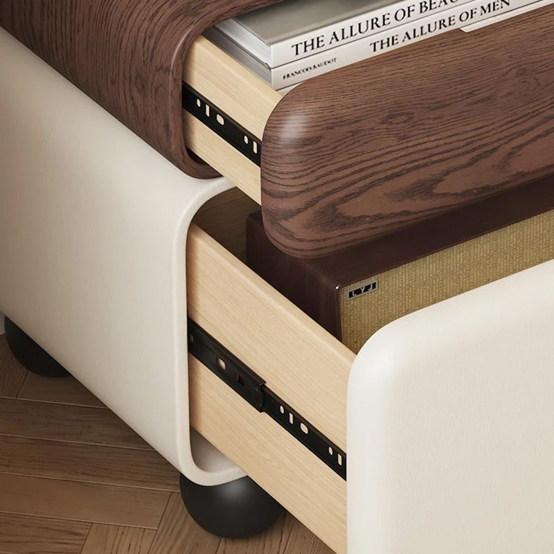 Traditional Vintage Square & Rectangular MDF Solid Wood Plywood Wood Pine Wood Microfiber Leather Nightstand 2-Drawer for Bedroom