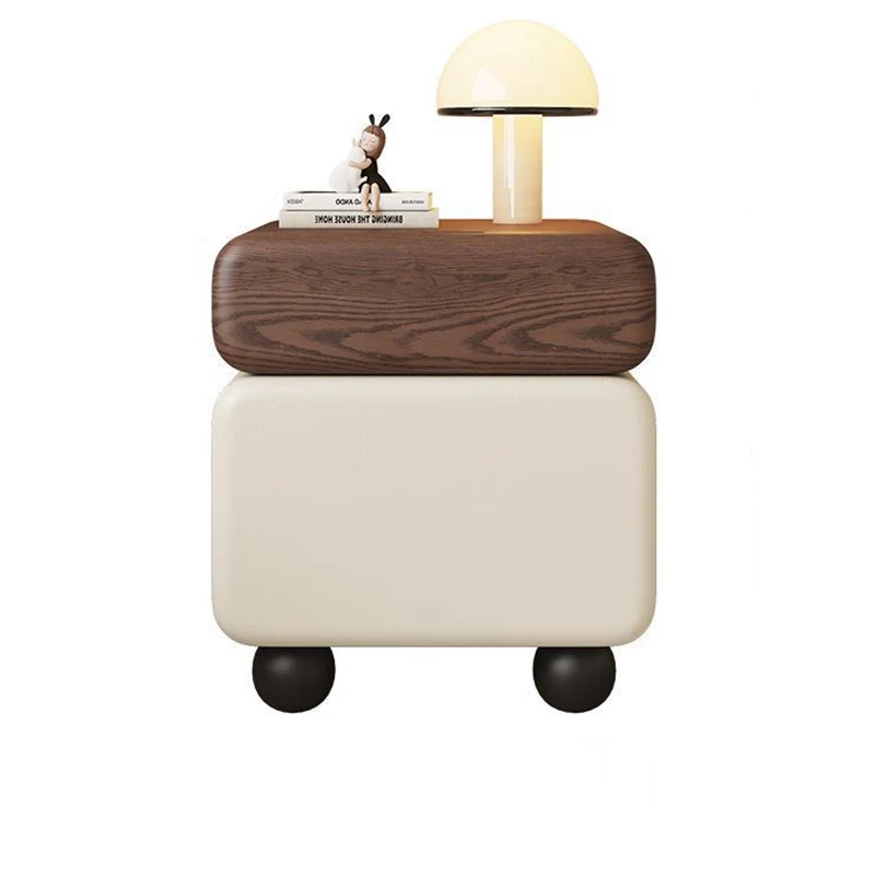 Traditional Vintage Square & Rectangular MDF Solid Wood Plywood Wood Pine Wood Microfiber Leather Nightstand 2-Drawer for Bedroom