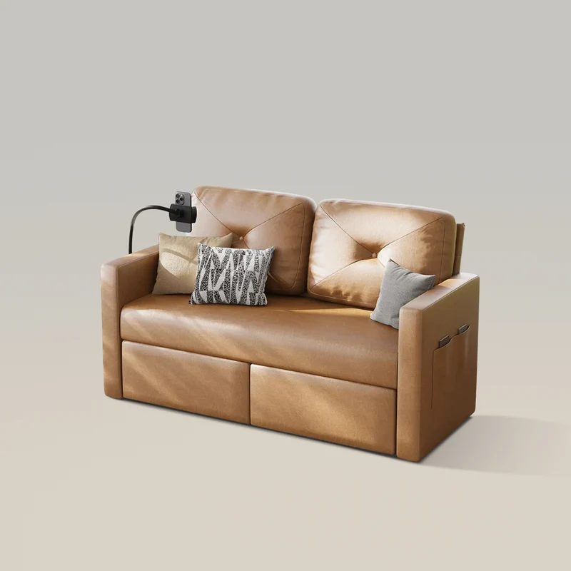 Leather Couch Modern Comfy Loveseat Sofa with Charging Ports