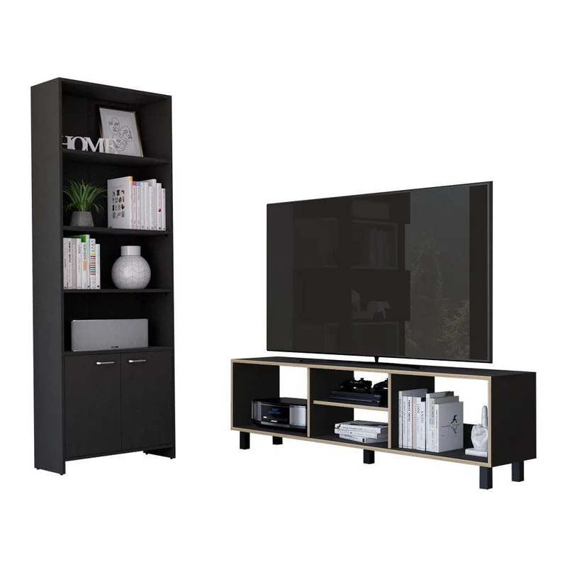 Combo para Sala Naveen, Incluye Mesa para TV y Biblioteca