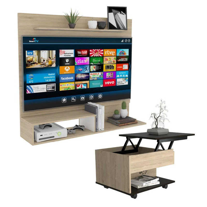 Combo para Sala de Estar París, Incluye Panel de TV y Mesa de Centro Extensible