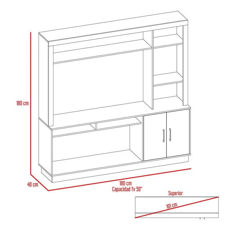 Combo para Sala Apeninos, Incluye Mesa para TV y Escritorio