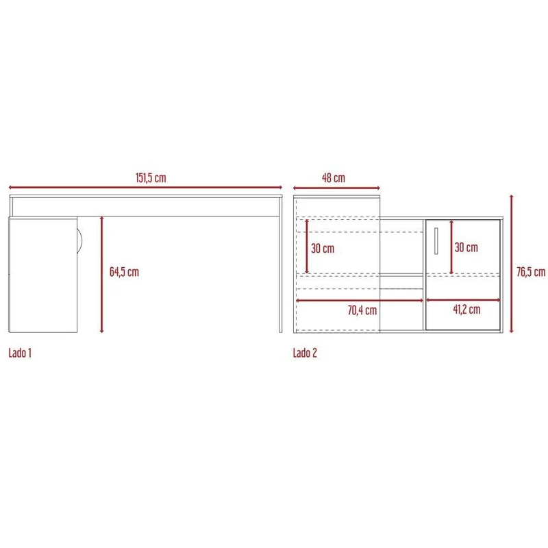Combo para Sala Apeninos, Incluye Mesa para TV y Escritorio