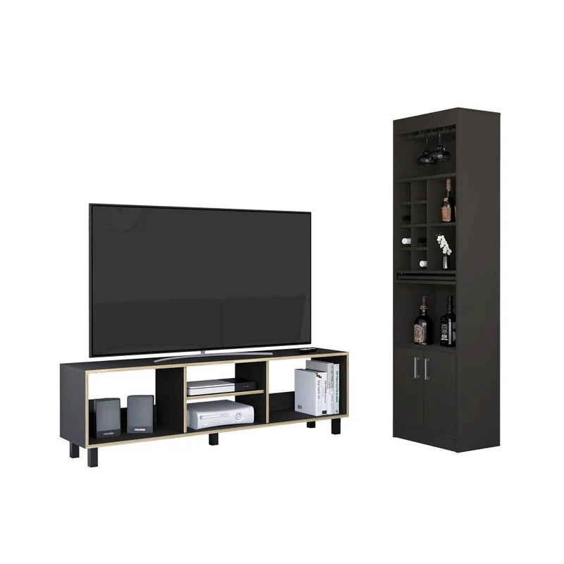 Combo para Sala Alwyn, Incluye Mesa para TV y Mesa Bar