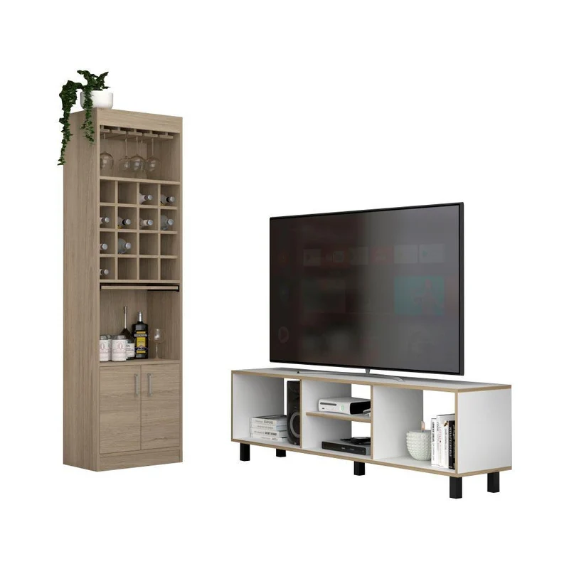 Combo para Sala Alba, Incluye Mesa para TV y Bar