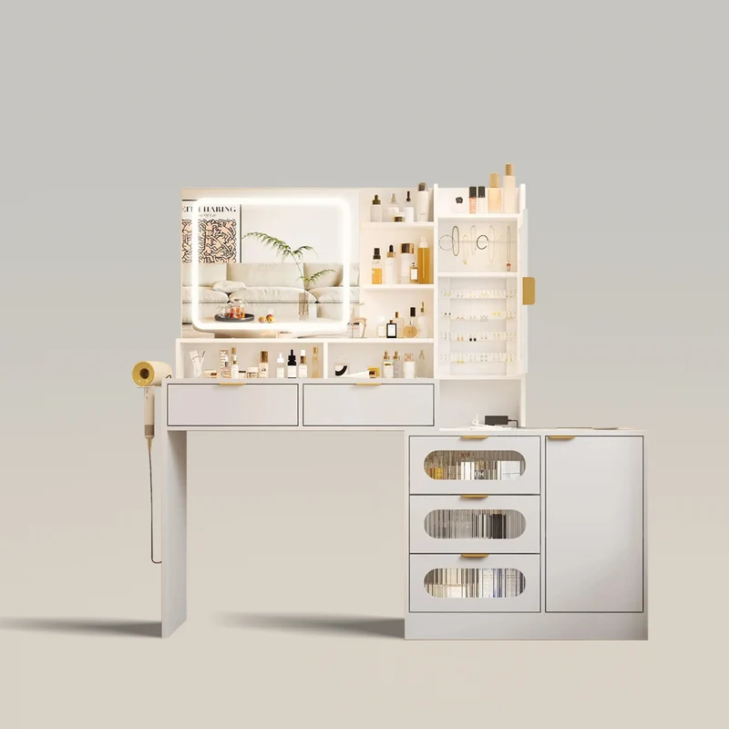 Large Makeup Vanity with 5 Drawers and Jewellery Cabinet