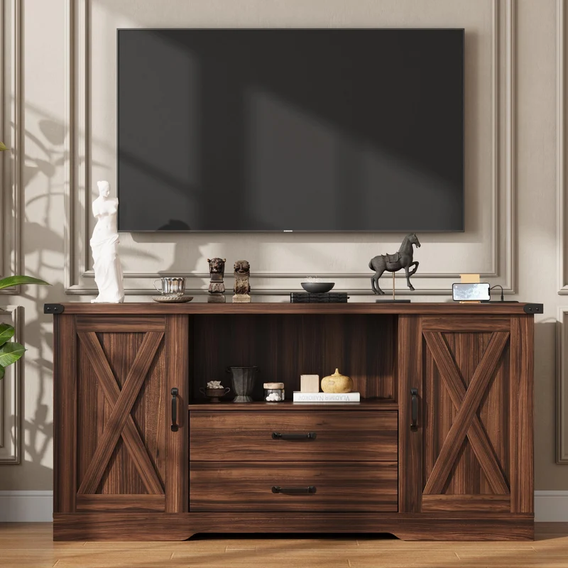 Farmhouse TV Stand for 65 Inch TV Television Stands with Drawers