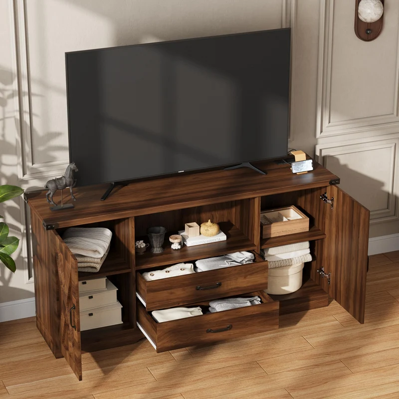 Farmhouse TV Stand for 65 Inch TV Television Stands with Drawers
