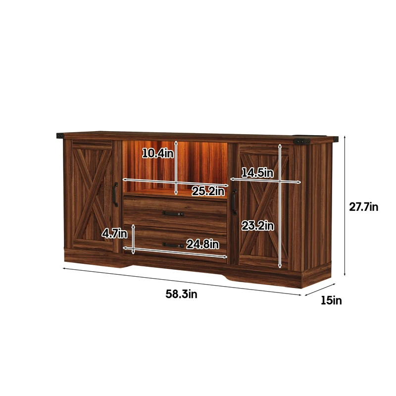 Farmhouse TV Stand for 65 Inch TV Television Stands with Drawers