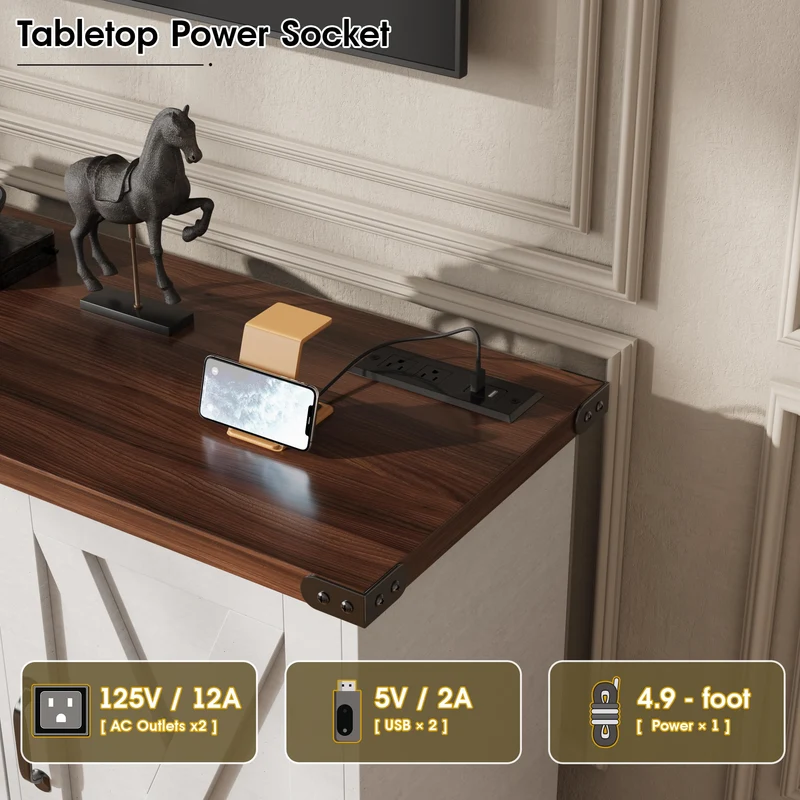 Farmhouse TV Stand for 65 Inch TV Television Stands with Drawers