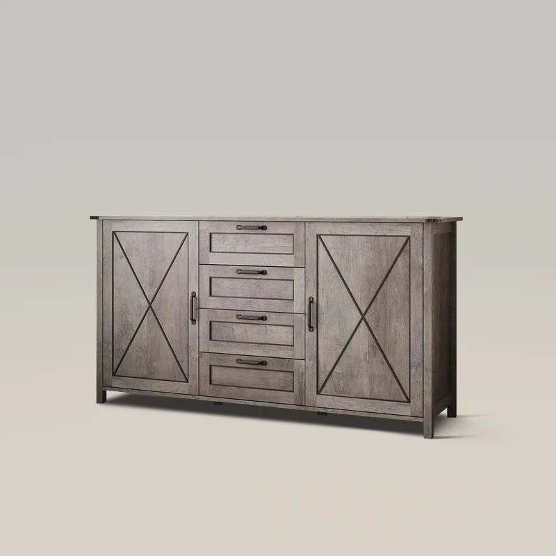 Buffet Sideboard Cabinet with 2 Doors and 4 Drawers for Kitchen