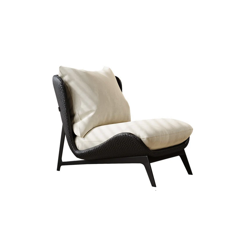 Traditional Vintage L-Shape Velvet Faux Nappa Leather Cotton Carbon Steel Single Person Lazy Sofa Backrest Armless For Living Room