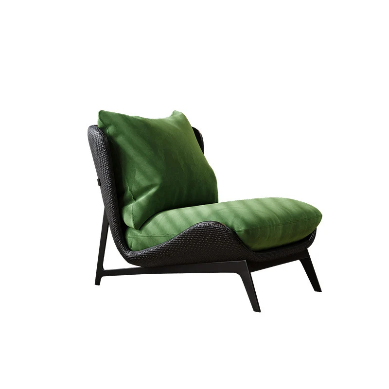 Traditional Vintage L-Shape Velvet Faux Nappa Leather Cotton Carbon Steel Single Person Lazy Sofa Backrest Armless For Living Room