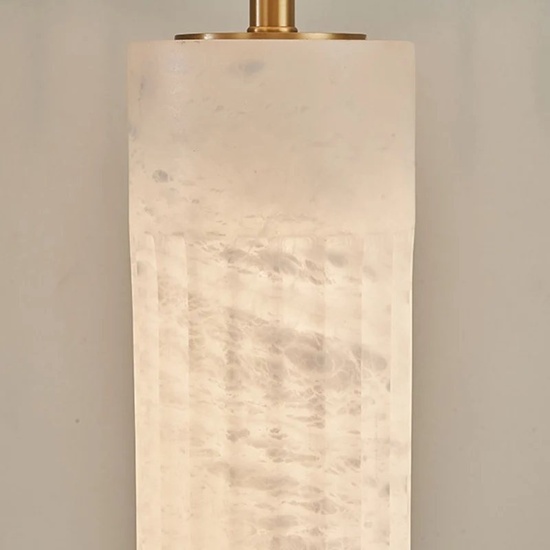 Traditional Chinese Alabaster Brass Fabric Umbrella-Shaped 1-Light Table Lamp For Bedroom