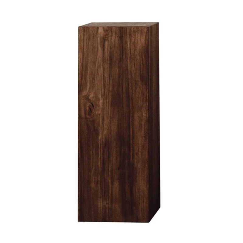 Traditional Vintage Column Distressed Wood Grain Pine Wood End Table For Living Room
