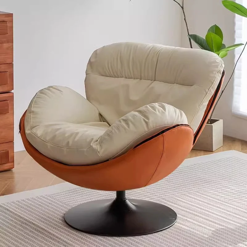 Contemporary Nordic Circular Arc Carbon Steel Cat Scratching Leather Techno Fabrics Plastic Pearly Velvet Cotton Lazy Sofa Backrest Armless Swivel for Living Room