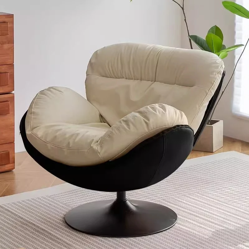 Contemporary Nordic Circular Arc Carbon Steel Cat Scratching Leather Techno Fabrics Plastic Pearly Velvet Cotton Lazy Sofa Backrest Armless Swivel for Living Room