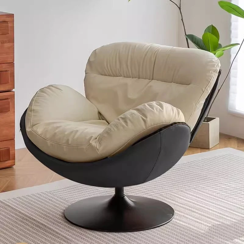 Contemporary Nordic Circular Arc Carbon Steel Cat Scratching Leather Techno Fabrics Plastic Pearly Velvet Cotton Lazy Sofa Backrest Armless Swivel for Living Room