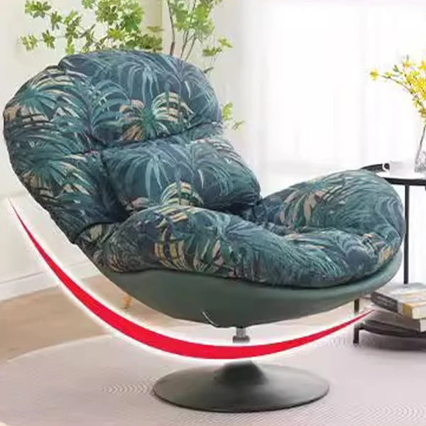Contemporary Nordic Circular Arc Carbon Steel Cat Scratching Leather Techno Fabrics Plastic Pearly Velvet Cotton Lazy Sofa Backrest Armless Swivel for Living Room