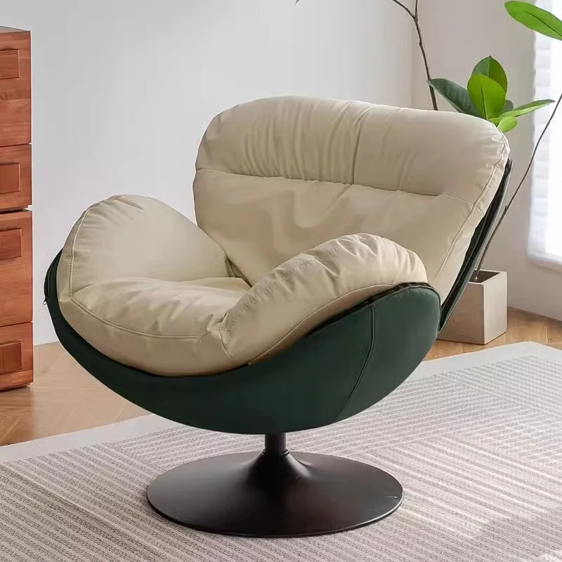 Contemporary Nordic Circular Arc Carbon Steel Cat Scratching Leather Techno Fabrics Plastic Pearly Velvet Cotton Lazy Sofa Backrest Armless Swivel for Living Room