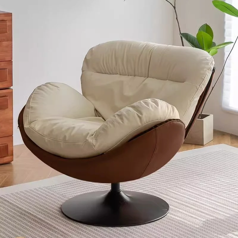 Contemporary Nordic Circular Arc Carbon Steel Cat Scratching Leather Techno Fabrics Plastic Pearly Velvet Cotton Lazy Sofa Backrest Armless Swivel for Living Room