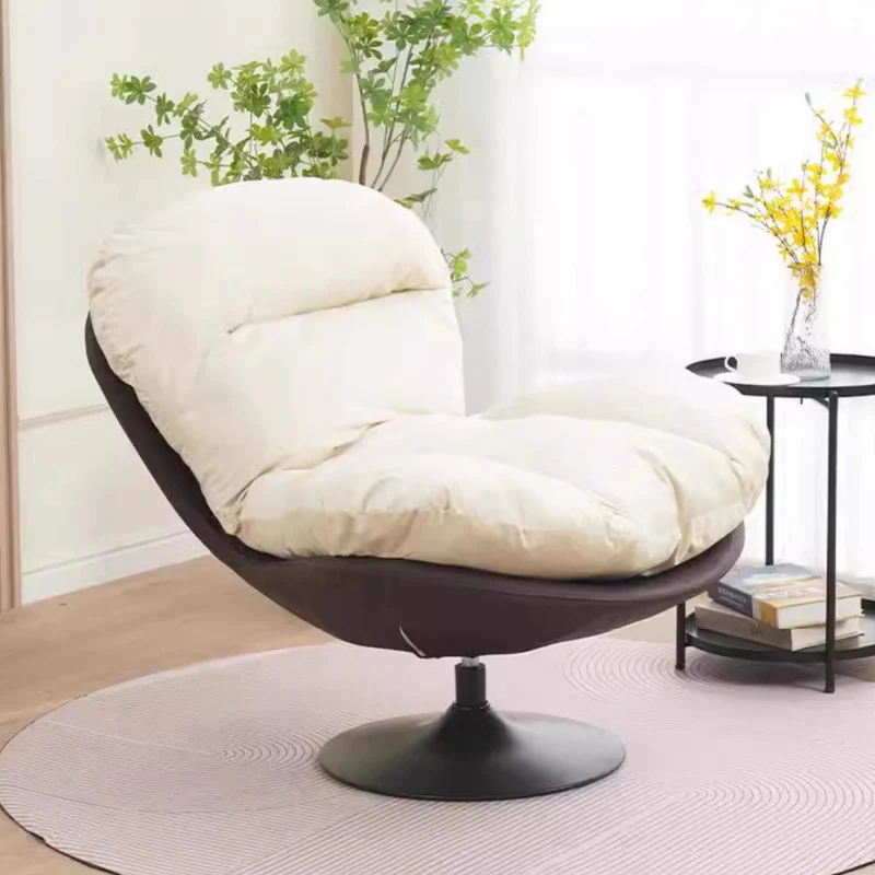 Contemporary Nordic Circular Arc Carbon Steel Cat Scratching Leather Techno Fabrics Plastic Pearly Velvet Cotton Lazy Sofa Backrest Armless Swivel for Living Room