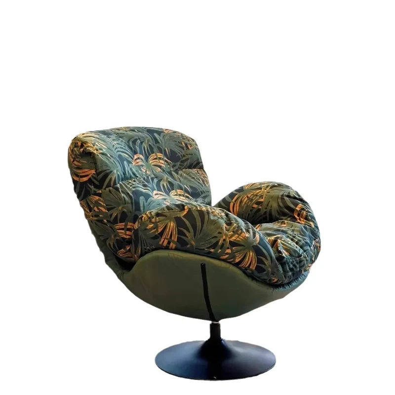Contemporary Nordic Circular Arc Carbon Steel Cat Scratching Leather Techno Fabrics Plastic Pearly Velvet Cotton Lazy Sofa Backrest Armless Swivel for Living Room