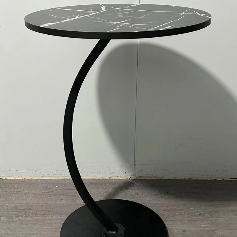 Modern Minimalist Round MDF & Iron End Table 1-Tier For Living Room