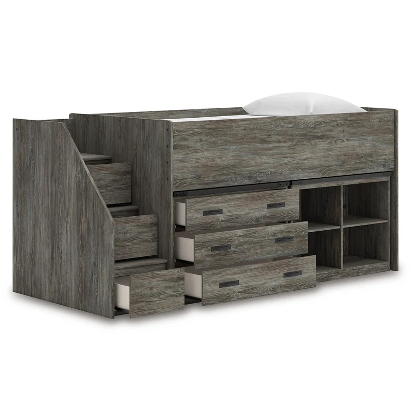 Signature Design by Ashley Frandern B4480B16 Twin Loft Bed with Bookcase and Drawer Storage