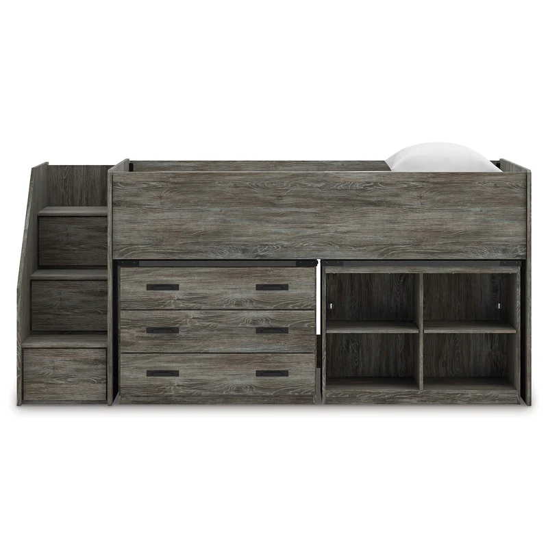 Signature Design by Ashley Frandern B4480B16 Twin Loft Bed with Bookcase and Drawer Storage