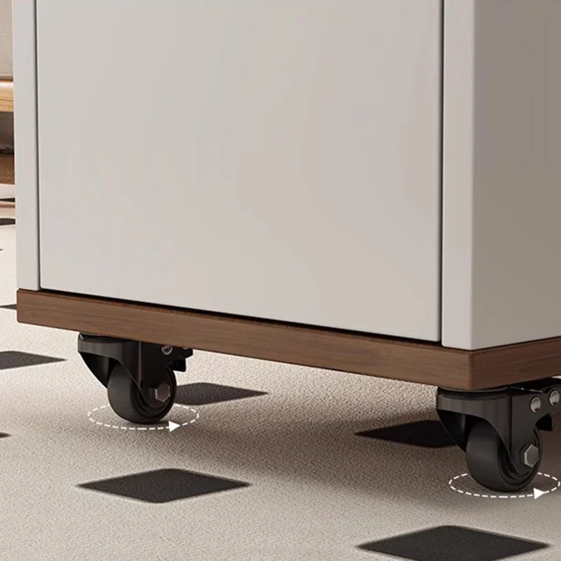 Contemporary Nordic Eco-Board & Stainless Steel Trapezoid Side Table With 1-Drawer And Rotatable Liftable Top For Bedroom & Living Room