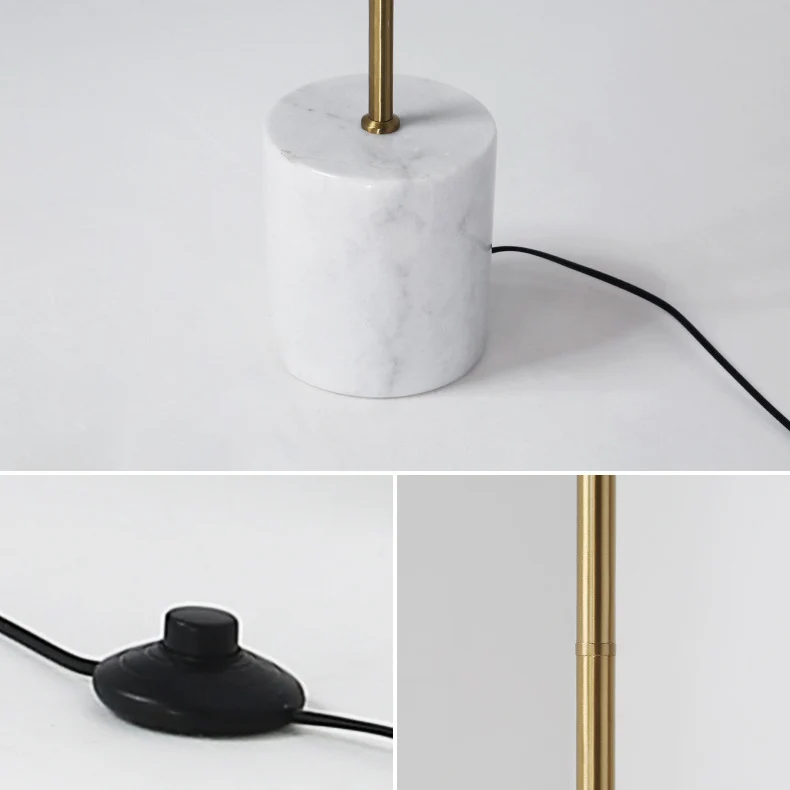 Contemporary Nordic Marble Metal & Glass Round 2-Light Standing Floor Lamp For Living Room & Bedroom